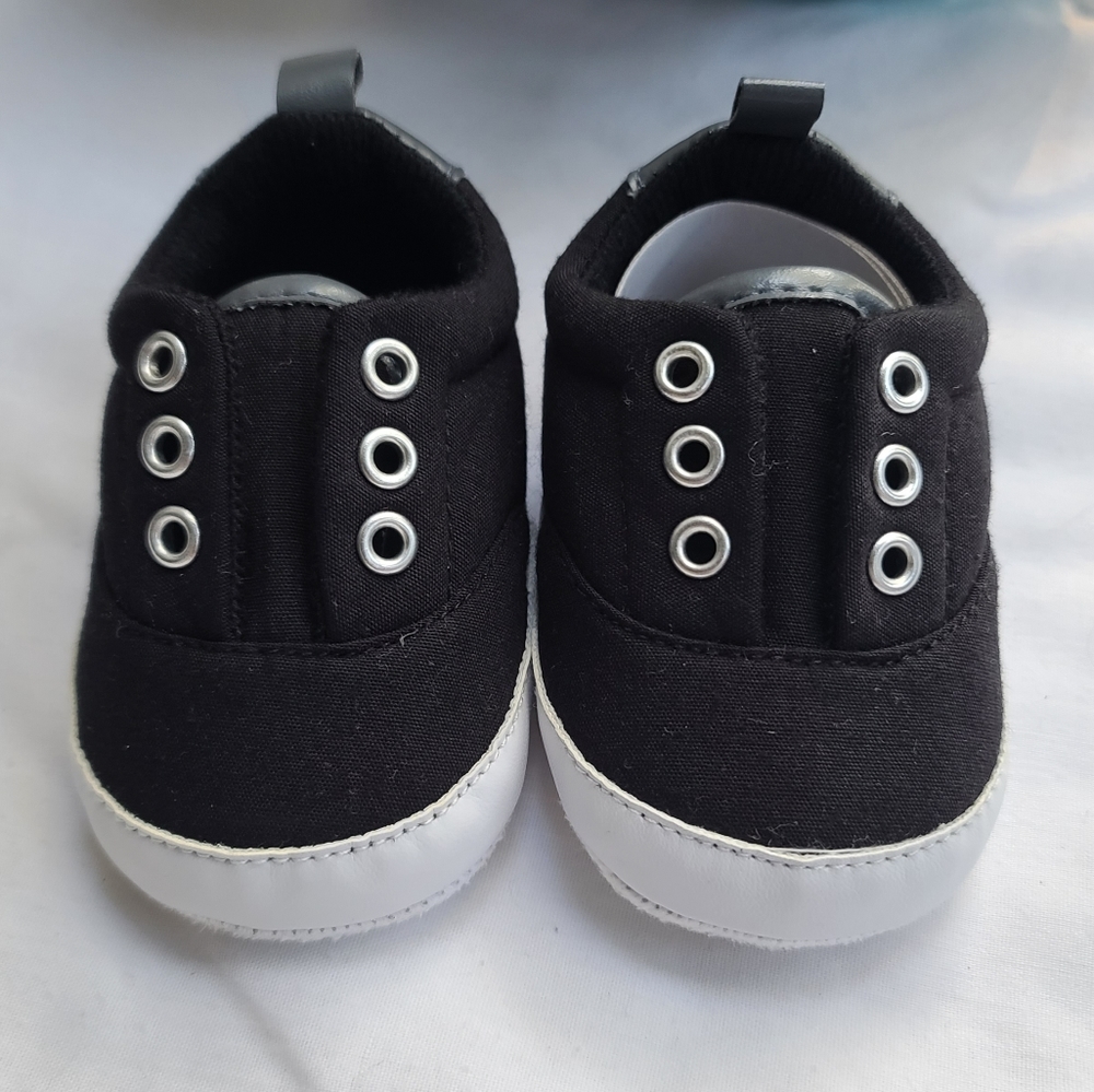 Little Treasure Baby Boy Black Slip On Shoes Size 6-12 Month